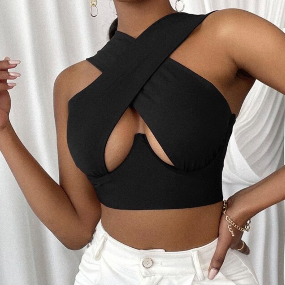 Shein cross crop top, L, never Used!